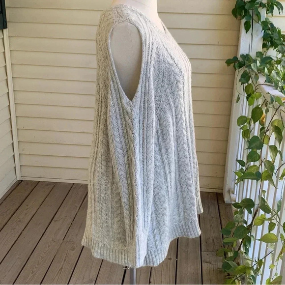 Soft Surroundings Cozy Cold Shoulder Sweater Plus Size 3X Gray Cable Knit Wool - Picture 3 of 9